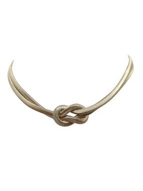 CHARMING CHARLIE Gold Tone Love Knot Choker Chain Necklace 13"-15" Adjustable